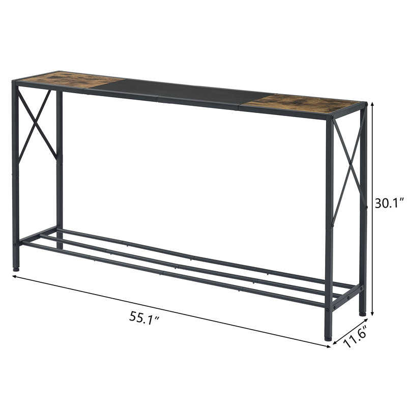 55.1 Inch Console Table, Industrial entryway Table, Narrow outlet Sofa Table